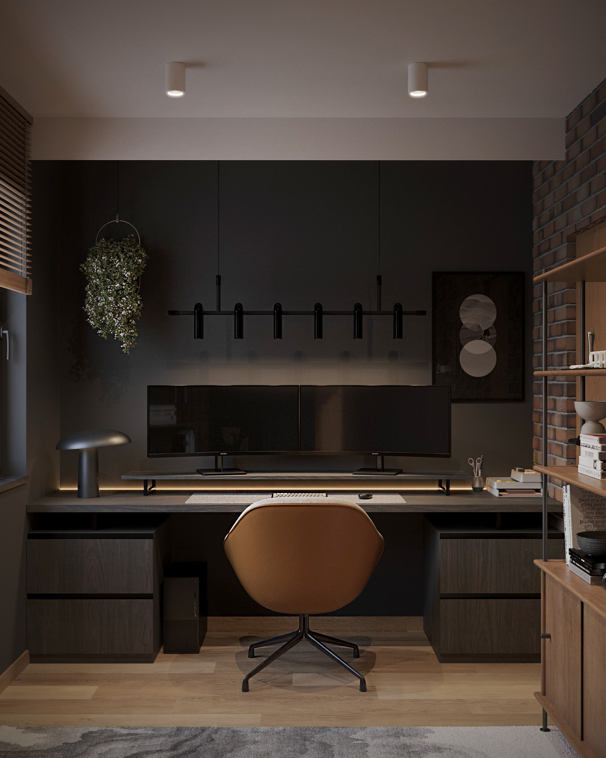 Apartament loftowy — Detal apartamentu z metalem, drewnem i cegłą