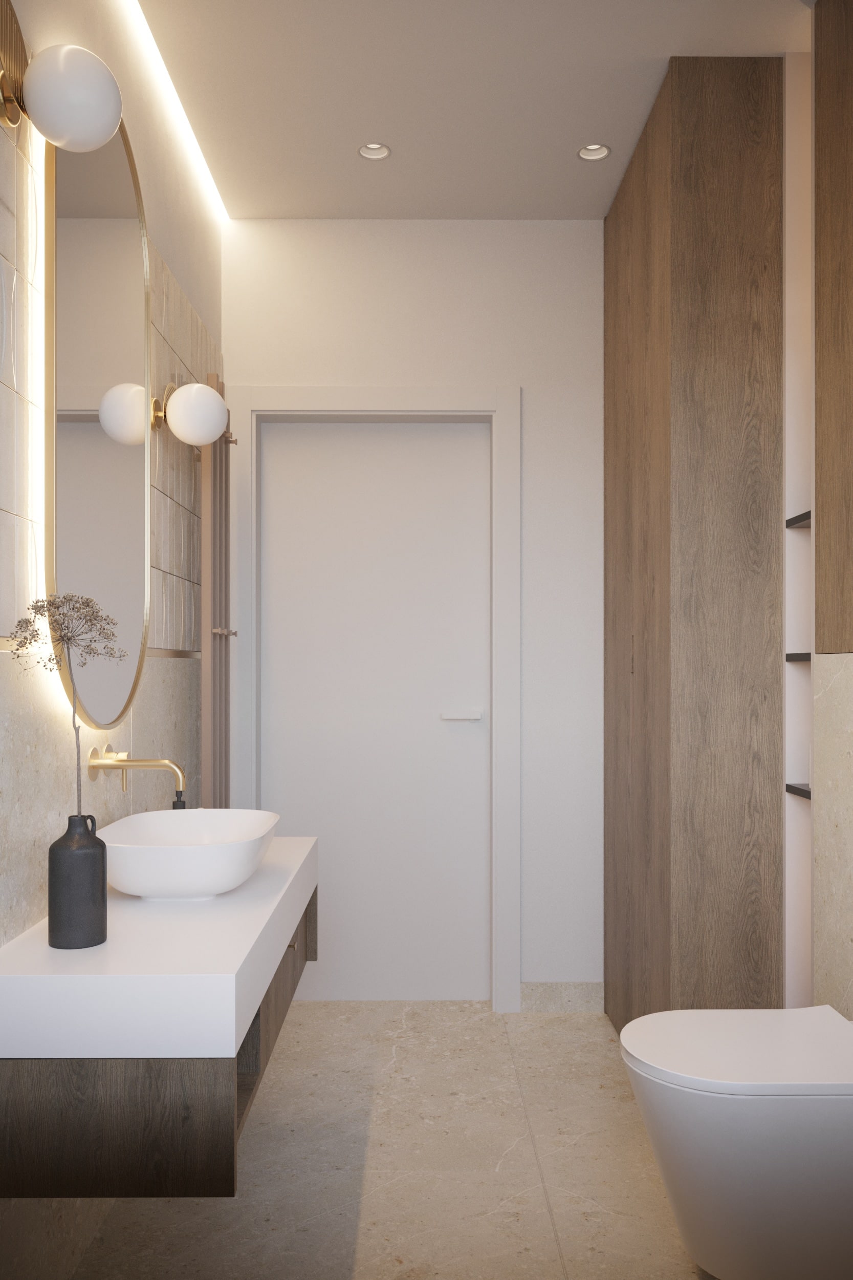 Prywatne spa — Prysznic walk-in wykończony kamieniem i szkłem