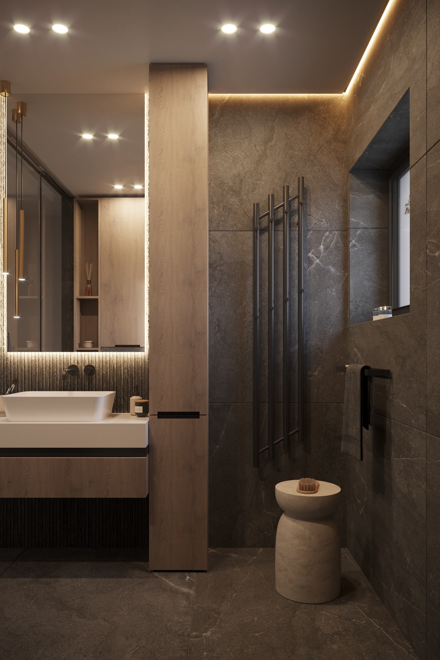 Prywatne spa — Spokojna strefa wellness z miękkim światłem
