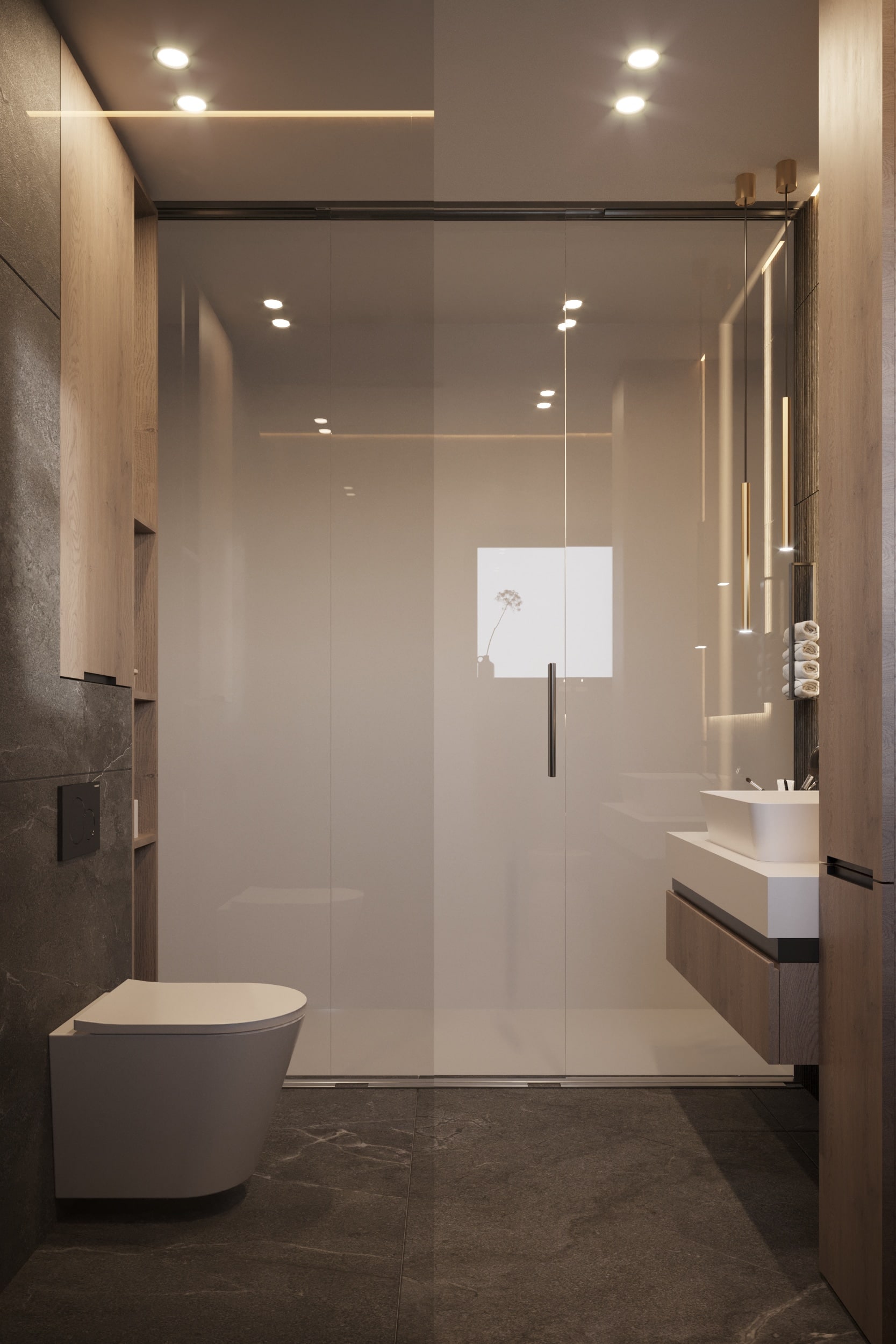 Prywatne spa — Zabudowa łazienkowa w naturalnej palecie